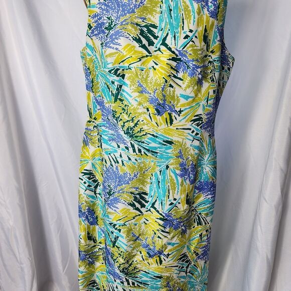 Pure Silk Size 10 Talbots Petite White Floral Sleeveless Zippered Sheath Dress - Picture 5 of 8
